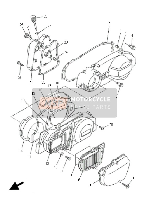 Yamaha VP250 X-CITY 2008 Crankcase Cover 1 for a 2008 Yamaha VP250 X-CITY